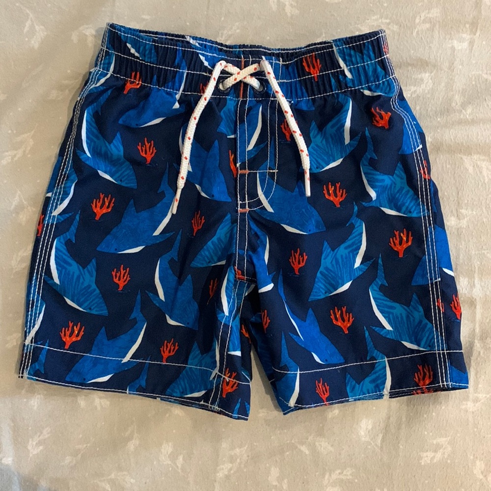 Toddler swim trunks blue and red